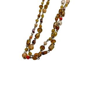 American Eagle Long Beaded Amber Necklace